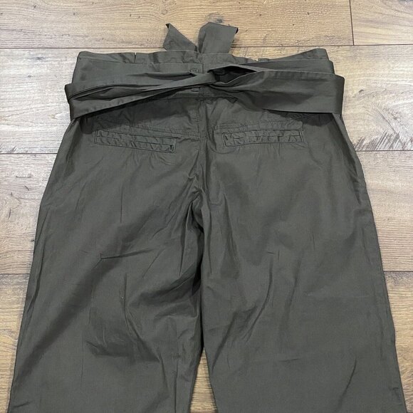 Anthropologie Cartonnier Pants Womens Green Pleated Belted Tie Waist Cuffed Crop - Picture 8 of 14